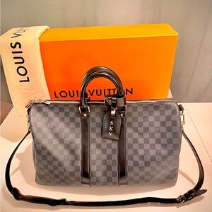 Louis Vuitton Keepall 45 Graphite Checkered Duffel Bag